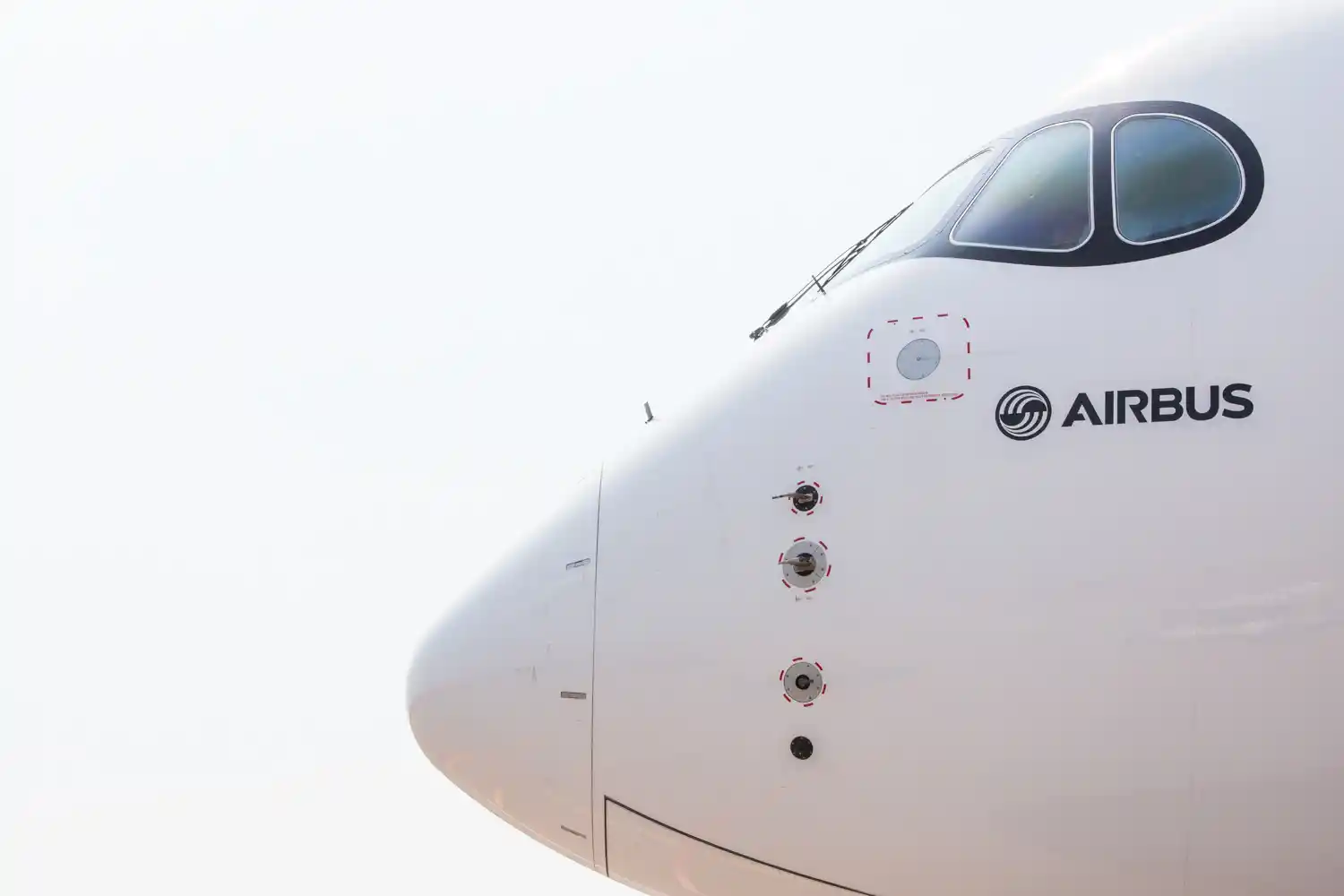 Le nez de l'Airbus A350. Photographie pour les entreprises de l'aéronautique à Toulouse